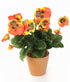 Artificial 30cm Orange Pansy Plug Plant